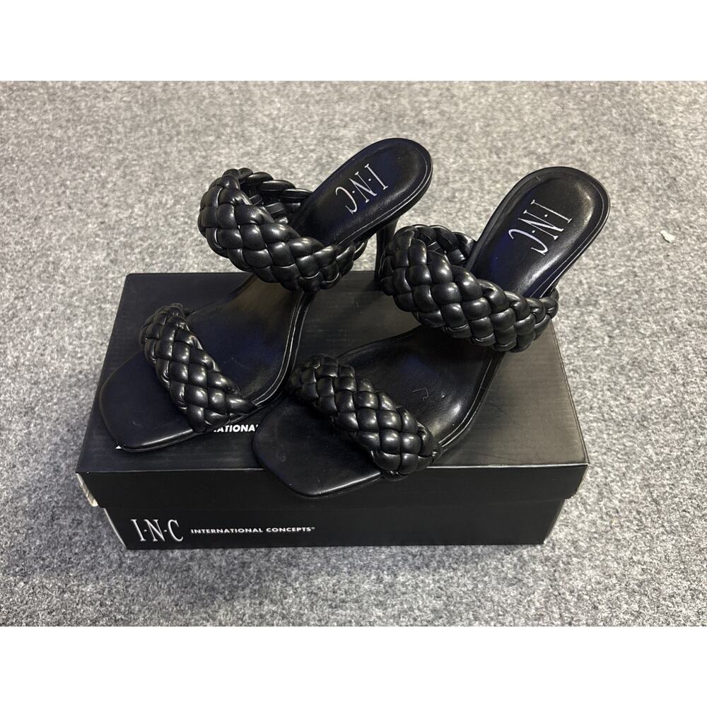 INC International Concepts Women's Black Lyra Braided Heels Shoe Size 7M